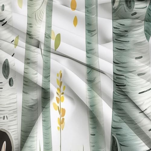 Cartoon Forest Birch Trees Duvet Cover Set