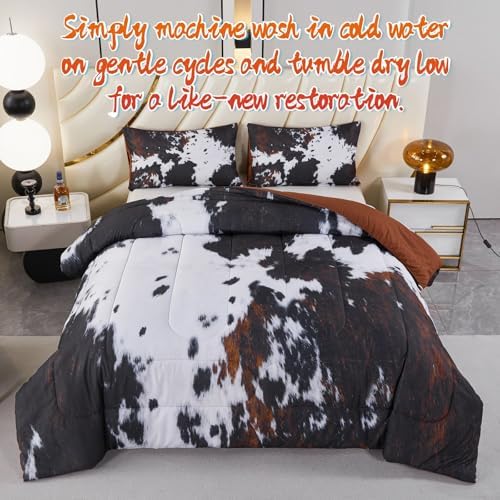 PERFEMET Cow Print King Comforter Set 3 Pieces