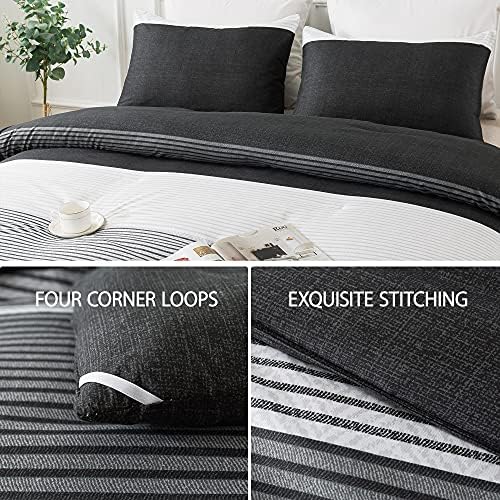 Andency 3-Piece Comforter Set with Patchwork Striped Design