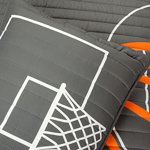 Lush Decor Basketball Quilt Set 4 Piece Twin Charcoal