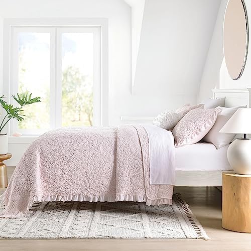 HORIMOTE HOME Pink Ruffled Quilt Set Twin Size 1