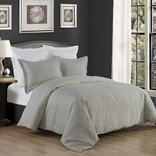 HiEnd Accents Matelass Super King Duvet Set 3 Piece Gray Medallion Pattern