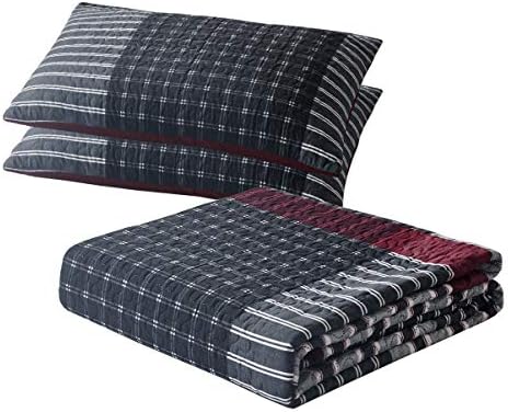All American Collection 3pc Plaid Reversible Bedspread Set 1