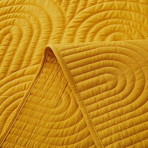 Safonory Mustard Yellow Quilt Set Queen Size