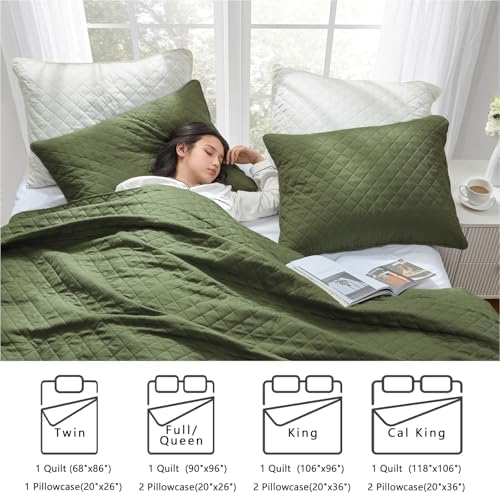 Homelike Moment Queen Quilt Set Olive Green 1