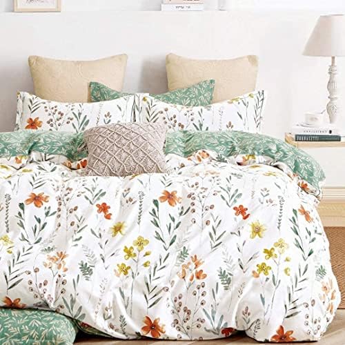 SLEEPBELLA King Size Comforter Set Yellow Flowers Green Botanical Print