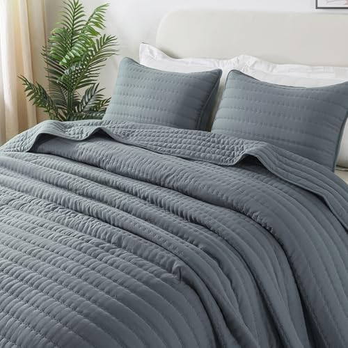 ROARINGWILD Queen Size Quilt Set with 2 Pillow Shams 90x90 Inches