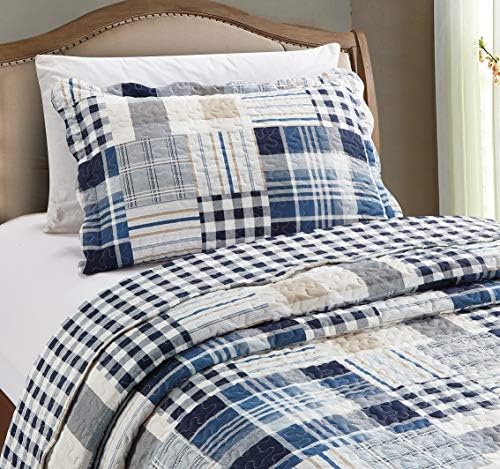 Brilliant Sunshine Plaid Stripe Quilt Set TwinTwin XL 2-Piece