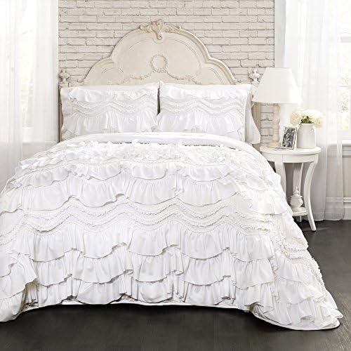 Lush Decor Kemmy Ruffled Quilt Set 3 Piece White