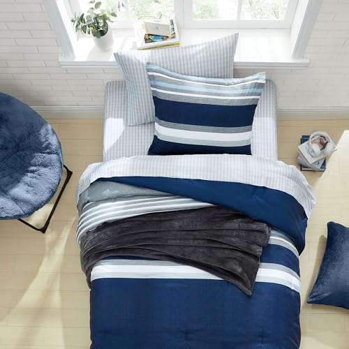 Nautica Comforter Set Reversible Heathered Block Grey