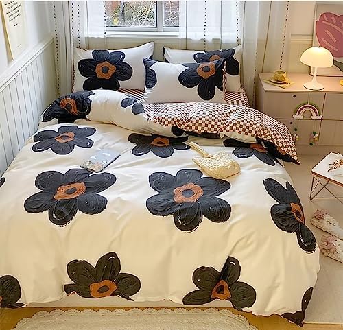 Houseri Black Floral Comforter Set Queen Size