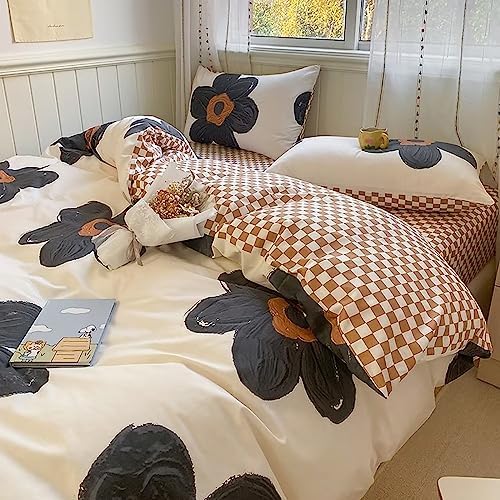 Houseri Black Floral Comforter Set Queen Size