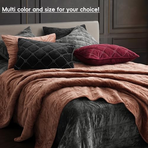 PHF Luxury Velvet Quilt Set King Size Black