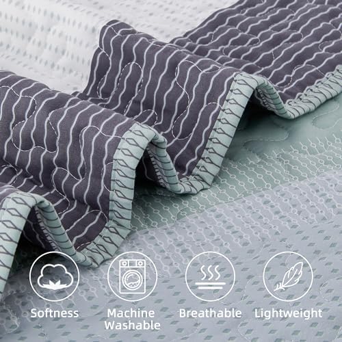 Andency King Size Quilt Set Sage Green 3 Piece 1