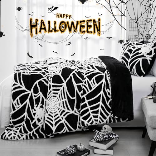 Yinhua Halloween Queen Comforter Set with Spider Web Design