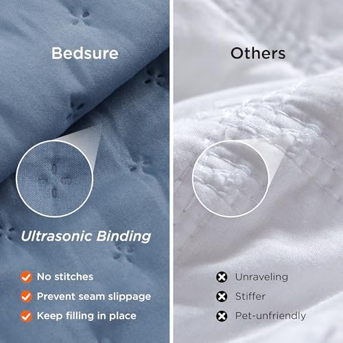 Bedsure King Quilt Set - Mineral Blue 106x96 Inch