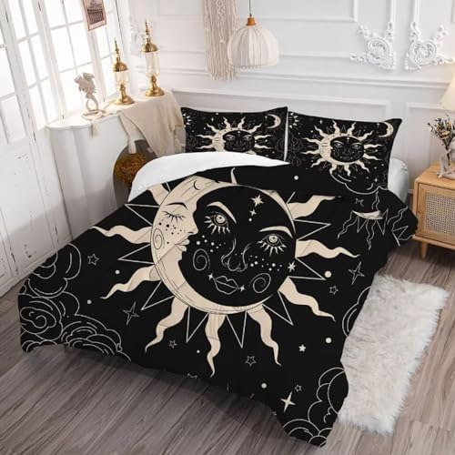 Kxry Sun Moon Comforter Set for Kids Girls