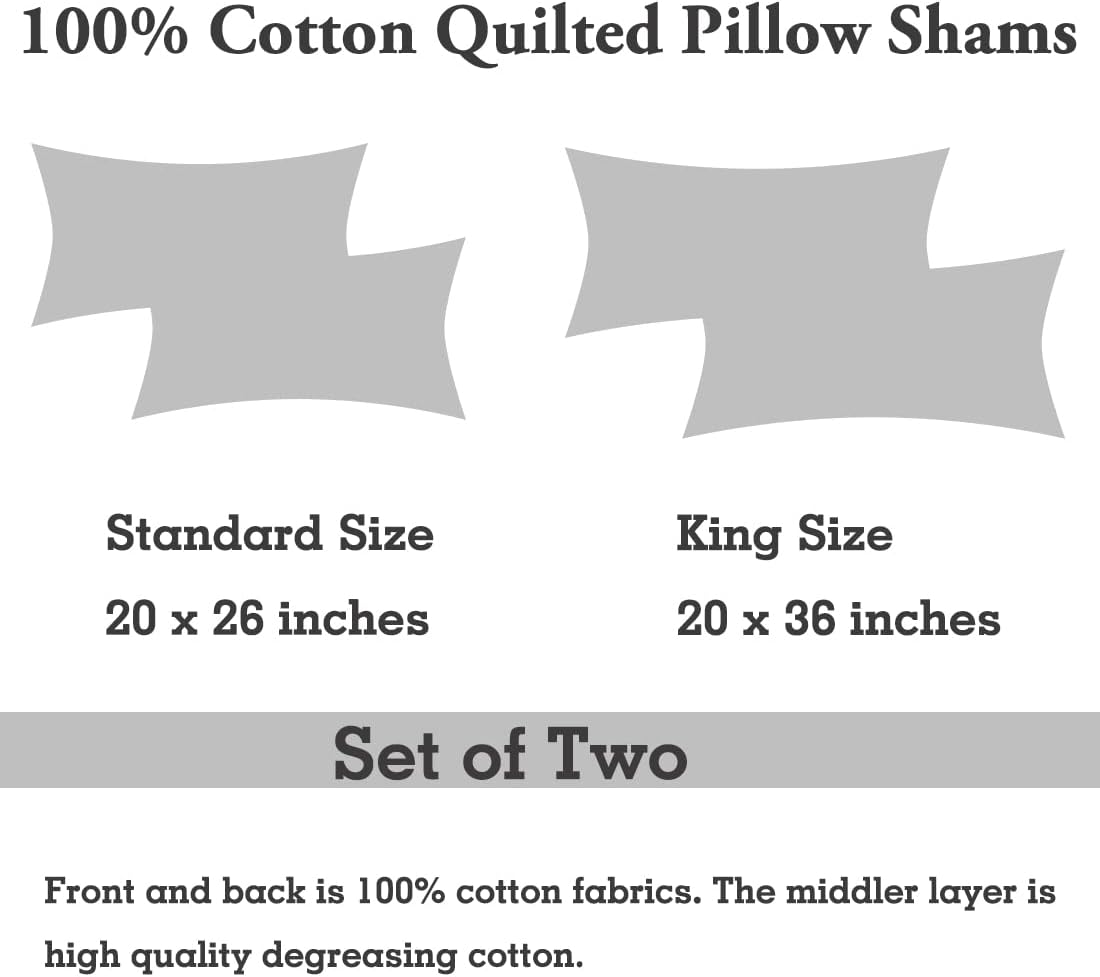 WINLIFE Cotton Quilted Pillow Sham Dusty Pink