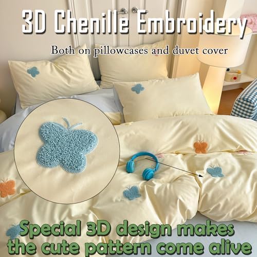 MorroMorn Fluffy Chenille Duvet Cover Set Queen Size