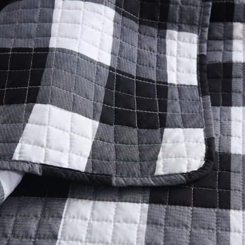 MarCielo 3 Pcs Buffalo Quilt Bedspread Set King