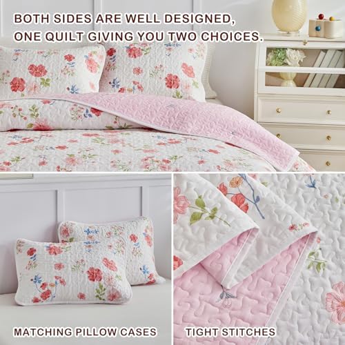 Joyreap 2-Piece Floral Cotton Quilt Set Twin Size