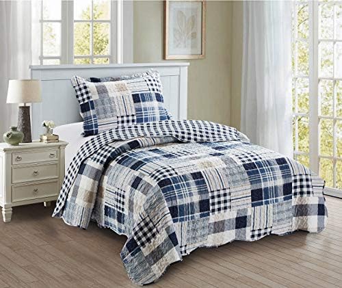 Brilliant Sunshine Plaid Stripe Quilt Set TwinTwin XL 2-Piece