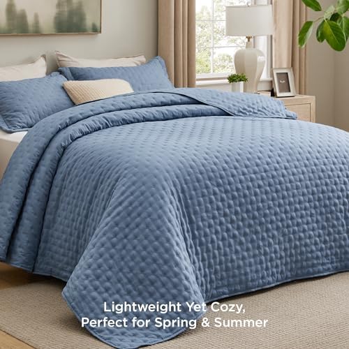 Bedsure King Quilt Set - Mineral Blue 106x96 Inch