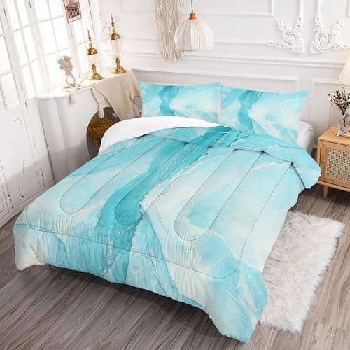 EDGZKO Blue Marble Comforter Set for Kids and Teens