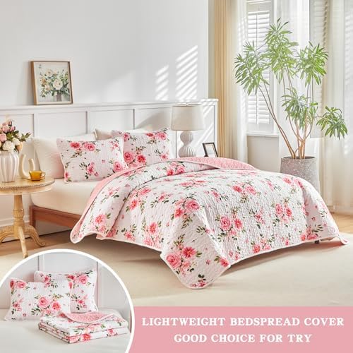 UOZZI BEDDING 3 Piece Reversible Flower Bedspread Set