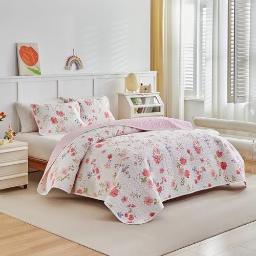 Joyreap 2-Piece Floral Cotton Quilt Set Twin Size