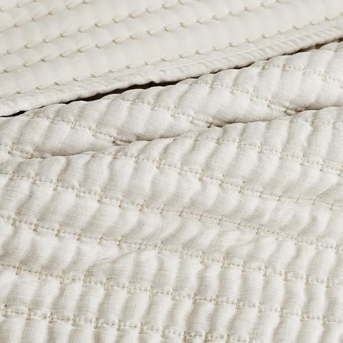 WDCOZY Beige Pick Stitch Queen Quilt Set