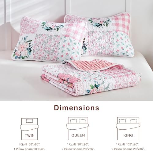 Joyreap 3 Piece Floral Quilt Set Queen Size