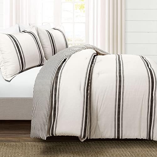 Lush Decor Farmhouse Stripe Reversible Comforter Set