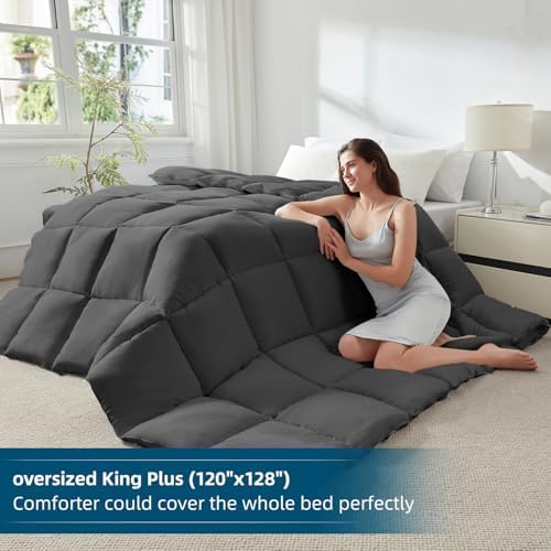 STWIENER Soft Oversize King Comforter 120x128 Grey