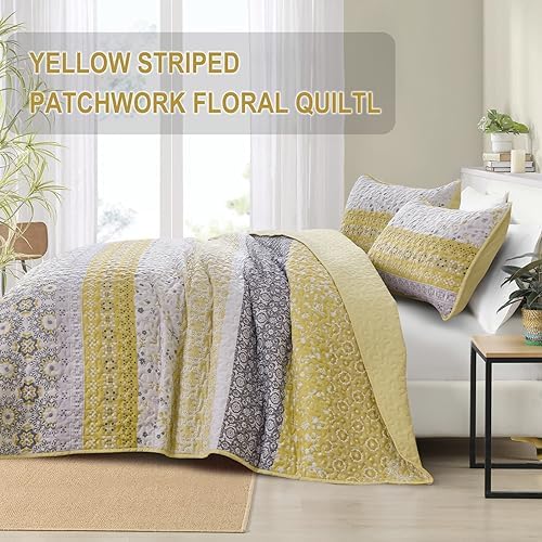 Wongs Boho Yellow Quilt Set King with Pillowcases