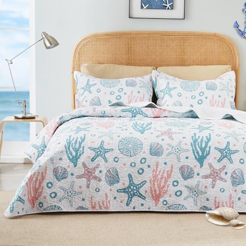 Loves Cabin Twin Quilt Bedding Set - Coastal Pink