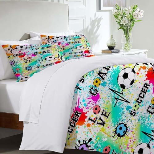 Fuzawet Soccer Comforter Set 3 Pieces Twin Bedding for All Ages