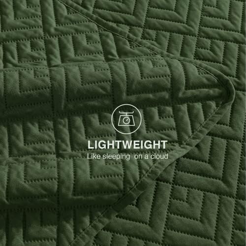 EXQ Home King Size Quilt Set Olive Green 3 Piece