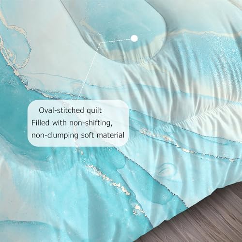 EDGZKO Blue Marble Comforter Set for Kids and Teens