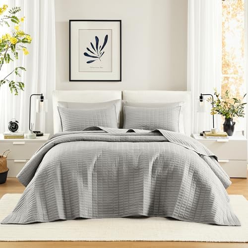 Comfort Spaces Grey Oversized King Quilt Set 1