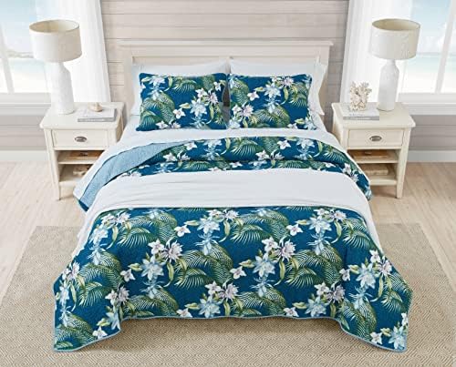 Tommy Bahama Queen Quilt Set - Southern Breeze Dark Blue