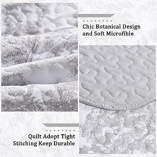 WONGS BEDDING Grey Quilt Set King Size 3-Piece