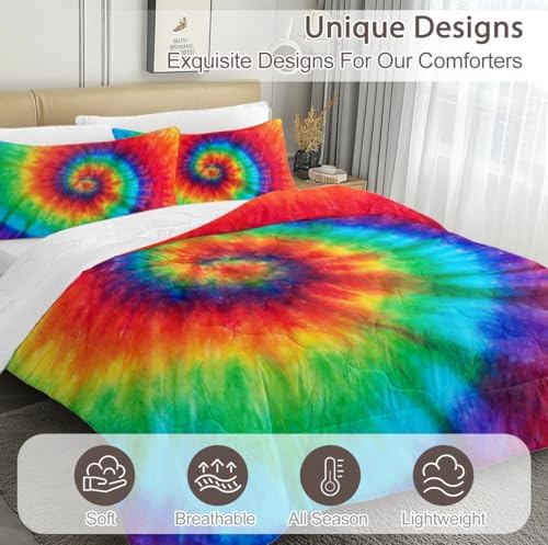 BlessLiving Tie Dye Comforter Twin Set for Kids 1