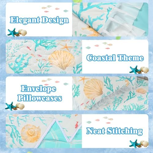 Likiyol 3 Piece Coastal Quilt Bedding Set 1