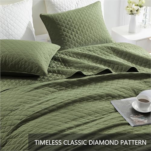 Homelike Moment Queen Quilt Set Olive Green 1