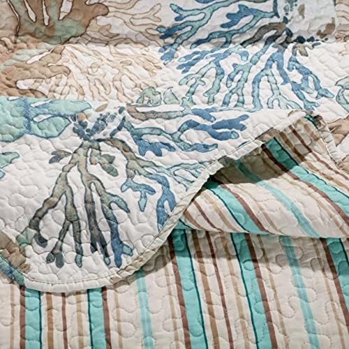Barefoot Bungalow Atlantis Coastal Quilt Set 3-Piece KingCal King Jade 1