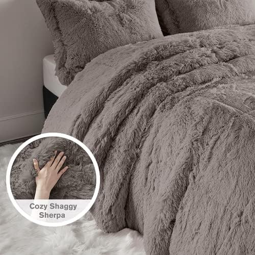 Intelligent Design Shaggy Duvet Cover Set Grey 3 Piece