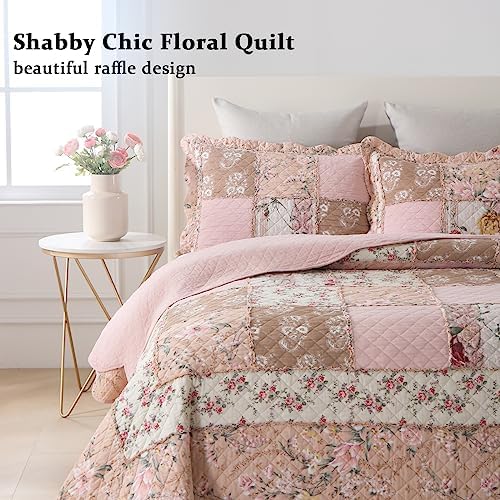 Yvooxny Queen Size Patchwork Floral Quilt Set