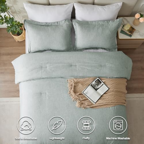 CozyLux California King Comforter Set - 3 Pieces Sage Green 1