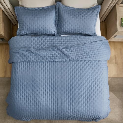 Bedsure King Quilt Set - Mineral Blue 106x96 Inch